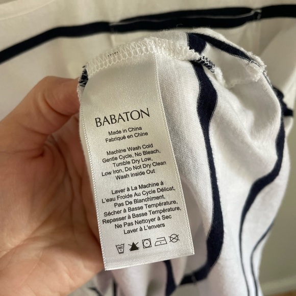 Aritzia Babaton Sami Short Sleeve Tee-Shirt - White/Navy Stripe - Extra Small XS - Picture 12 of 12